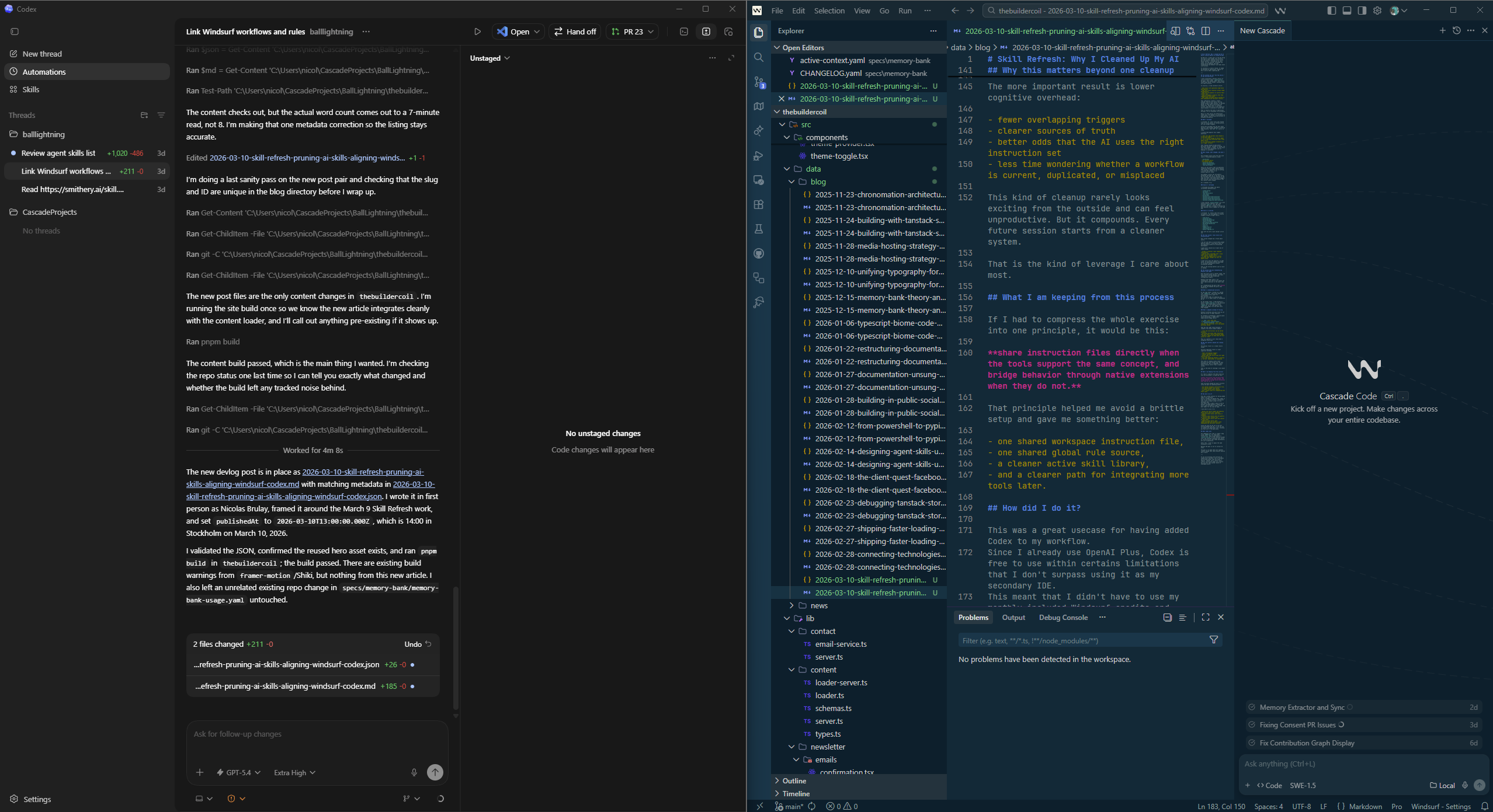 AI coding assistant with skills files flowing into multiple IDE icons